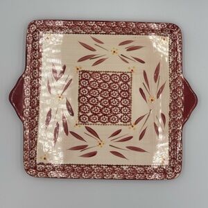 Temp-Tations OLD WORLD Cranberry Red Serving/Baking Tray Platter